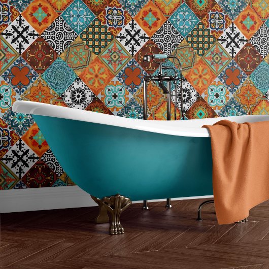 Talavera 08 Rust Blue Brown Mediterranean Geo Tegeltje