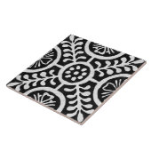 Talavera 11 Black White Grey Mediterranean Floral Tegeltje (Zijkant)