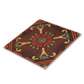 Talavera 14 Brown Red Aqua Mediterranean Floral Tegeltje (Zijkant)
