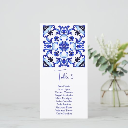 Talavera Azuejo blauw tegels  tafel nummers (Staand voorkant)