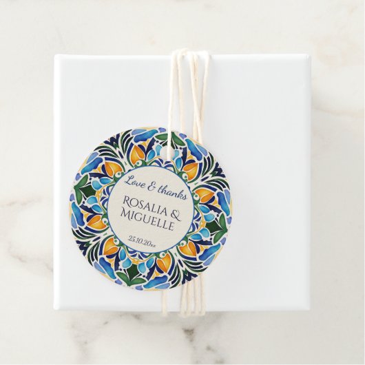 Talavera azulejo blauw  Mexicaans bruiloft Bedankjes Labels (In situ)