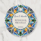 Talavera azulejo blauw  Mexicaans bruiloft Bedankjes Labels (Voorkant)