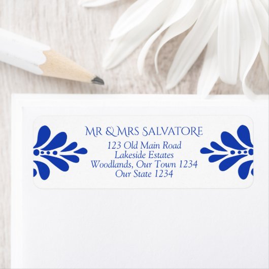 Talavera azulejo blauw  Mexicaans bruiloft Etiket (Insitu)