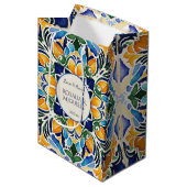 Talavera azulejo blauw  Mexicaans monogram Medium Cadeauzakje (Voorkant Gekanteld)