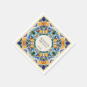 Talavera azulejo blauw  Mexicaans monogram Servet (Hoek)