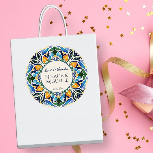 Talavera azulejo blauw Mexicaanse gunst Ronde Sticker