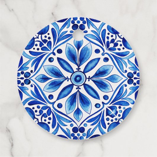 Talavera Azulejo blauw tegel bruiloft Bedankjes Labels (Achterkant)