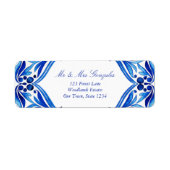  Talavera Azulejo blauw tegel bruiloft Etiket (Voorkant)