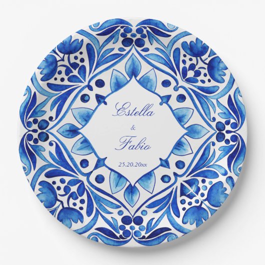  Talavera Azulejo blauw tegel bruiloft gedrukt Papieren Bordje