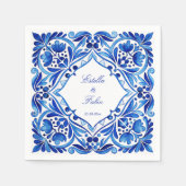  Talavera Azulejo blauw tegel bruiloft gedrukt Servet (Voorkant)