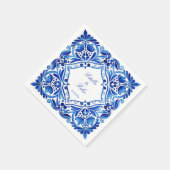 Talavera Azulejo blauw tegel bruiloft gedrukt Servet (Hoek)