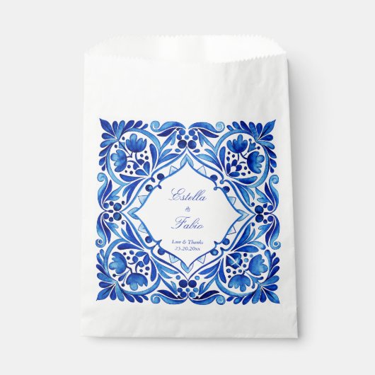  Talavera Azulejo blauw tegel bruiloft gunsten Bedankzakje (Voorkant)