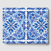 Talavera Azulejo blauw tegel bruiloft op maat Gastenboek (Achterkant)