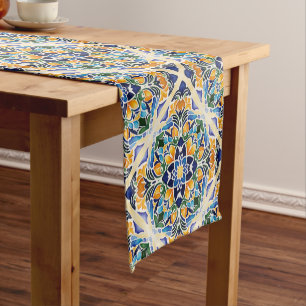 Talavera azulejo blauw tegel Mexicaans motief Korte Tafelloper