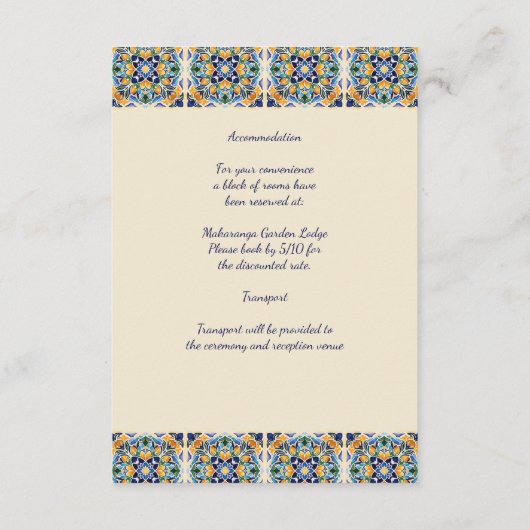 Talavera azulejo blauw tegel Mexicaanse bruiloft d Informatiekaartje (Achterkant)