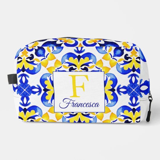 Talavera azulejo blauw tegels bruidsmeisje geschen toilettasje (Voorkant)