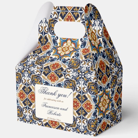  Talavera Azulejo blauw tegels bruiloft Bedankdoosjes (Voorkant)