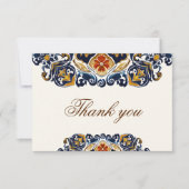  Talavera Azulejo blauw tegels bruiloft Bedankkaart (Voorkant)