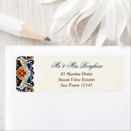  Talavera Azulejo blauw tegels bruiloft Etiket