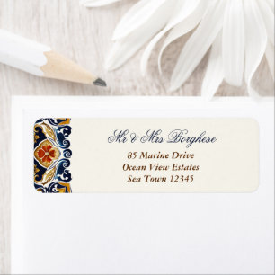  Talavera Azulejo blauw tegels bruiloft Etiket