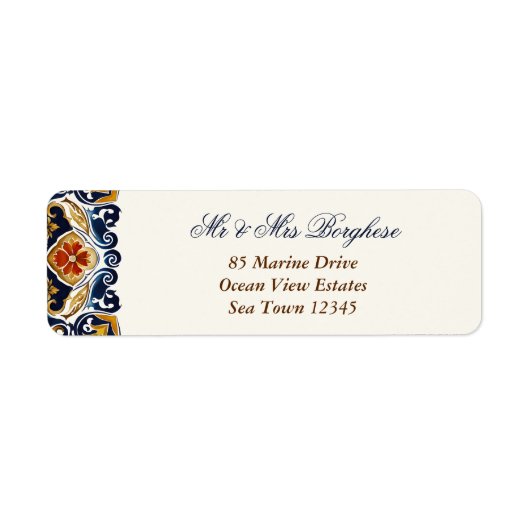 Talavera Azulejo blauw tegels bruiloft Etiket (Voorkant)