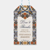 Talavera Azulejo blauw tegels bruiloft gunsten Cadeaulabel (Voorkant)