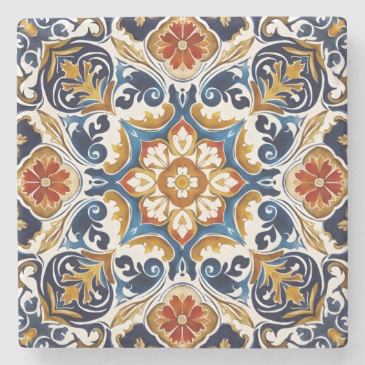 Talavera Azulejo blauw tegels bruiloft gunsten Stenen Onderzetter (Voorkant)