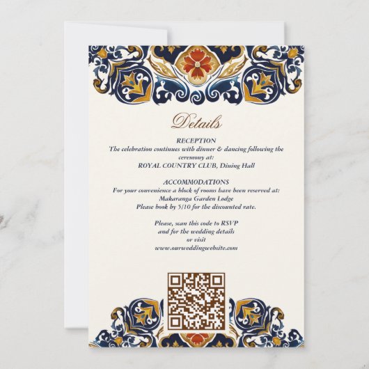  Talavera Azulejo blauw tegels bruiloft Kaart (Achterkant)