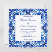  Talavera Azulejo blauw tegels bruiloft Kaart (Voorkant)