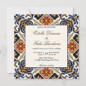  Talavera Azulejo blauw tegels bruiloft Kaart (Voorkant)