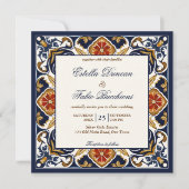  Talavera Azulejo blauw tegels bruiloft Kaart (Voorkant)