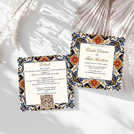  Talavera Azulejo blauw tegels bruiloft Kaart