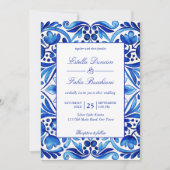  Talavera Azulejo blauw tegels bruiloft Kaart (Voorkant)