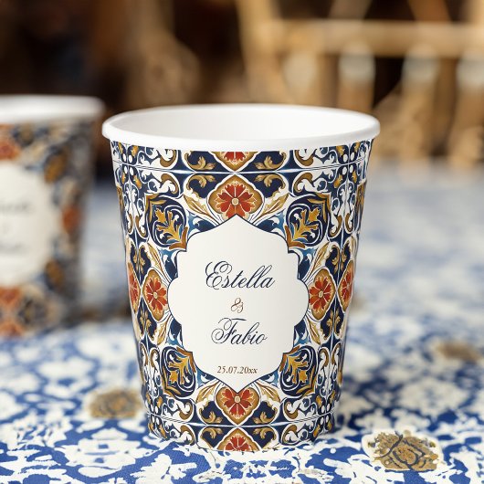  Talavera Azulejo blauw tegels bruiloft Papieren Bekers