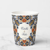  Talavera Azulejo blauw tegels bruiloft Papieren Bekers (Voorkant)