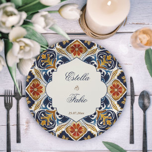 Talavera Azulejo blauw tegels bruiloft Papieren Bordje