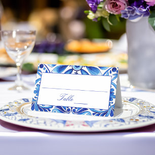 Talavera Azulejo blauw tegels bruiloft Plaatskaartje
