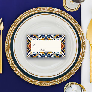  Talavera Azulejo blauw tegels bruiloft Plaatskaartje