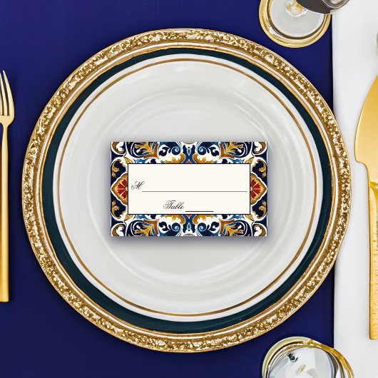  Talavera Azulejo blauw tegels bruiloft Plaatskaartje