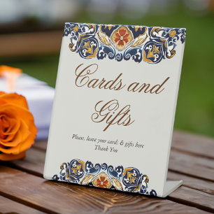 Talavera Azulejo blauw tegels bruiloft Reclamebord Met Voetstuk