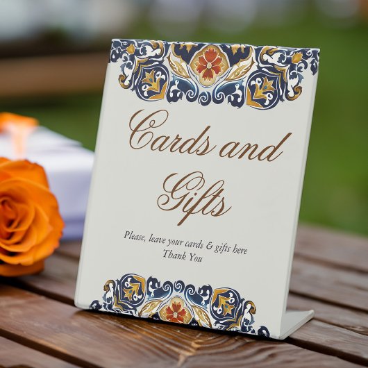 Talavera Azulejo blauw tegels bruiloft Reclamebord Met Voetstuk