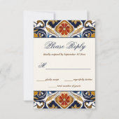  Talavera Azulejo blauw tegels bruiloft RSVP Kaartje (Voorkant)