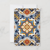  Talavera Azulejo blauw tegels bruiloft RSVP Kaartje (Achterkant)