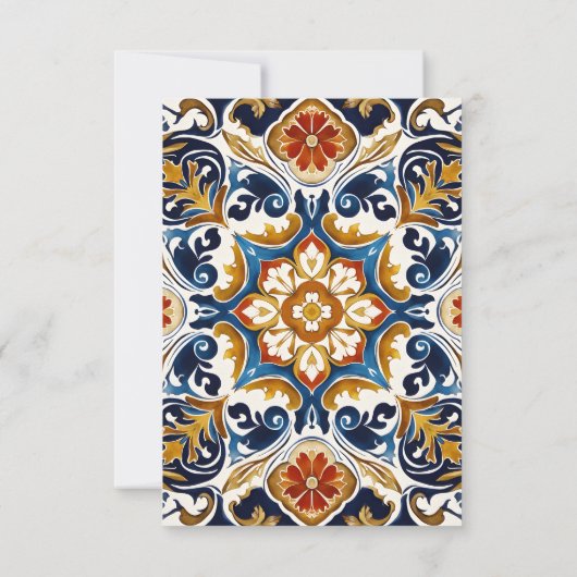  Talavera Azulejo blauw tegels bruiloft RSVP Kaartje (Achterkant)