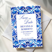  Talavera Azulejo blauw tegels bruiloft Save The Date