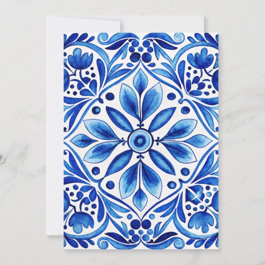  Talavera Azulejo blauw tegels bruiloft Save The Date (Achterkant)