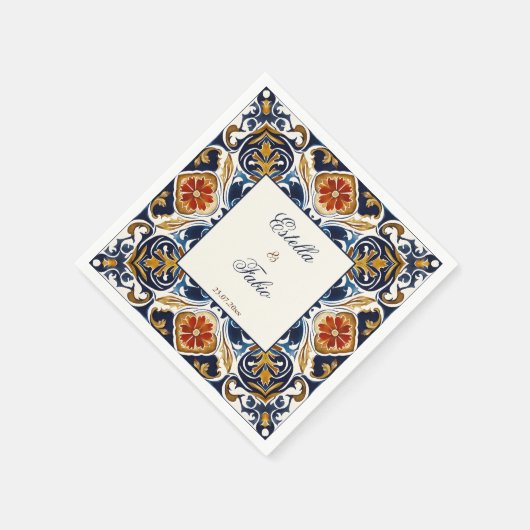 Talavera Azulejo blauw tegels bruiloft Servet (Hoek)