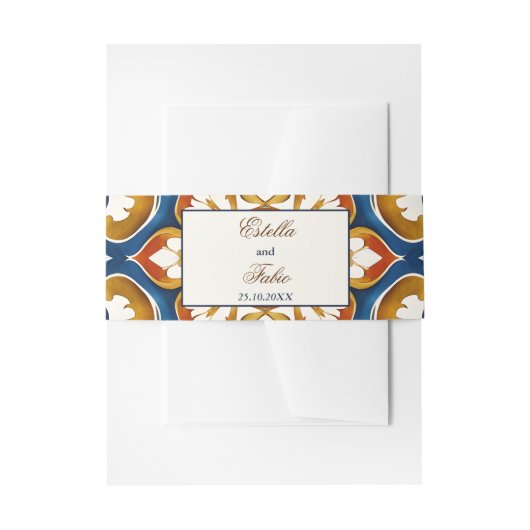 Talavera Azulejo blauw tegels bruiloft Uitnodigingen Wikkel (Voorkant Voorbeeld)