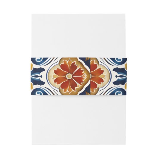 Talavera Azulejo blauw tegels bruiloft Uitnodigingen Wikkel (Achterkant Voorbeeld)