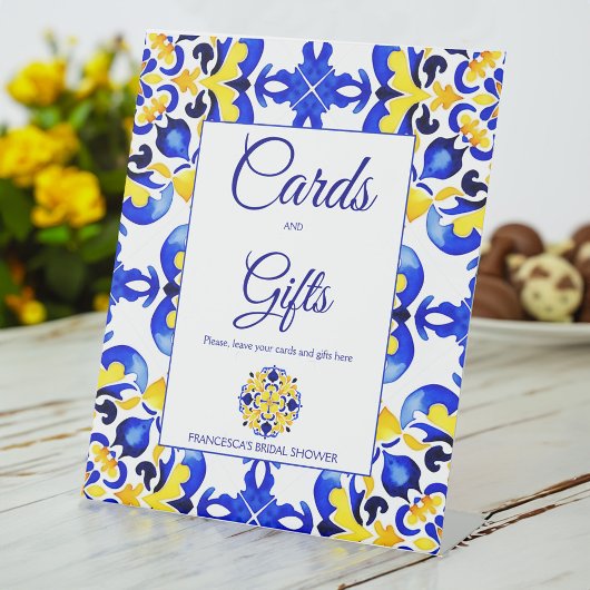 Talavera azulejo blauw tegels geschenken reclamebord met voetstuk